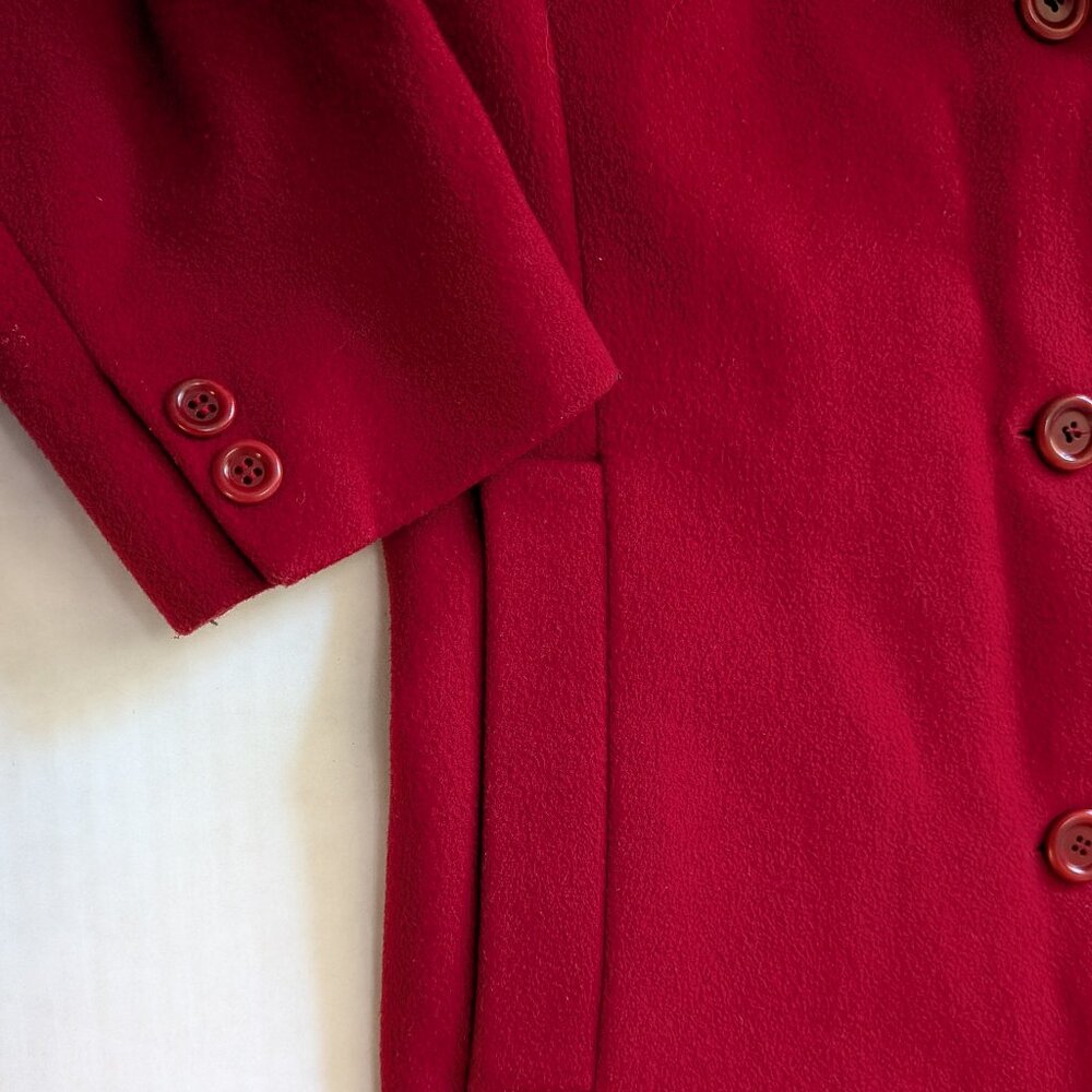 L.L. Bean Vintage Wool & Cashmere Coat Bright Red Size 12 Petite - Picture 3 of 8